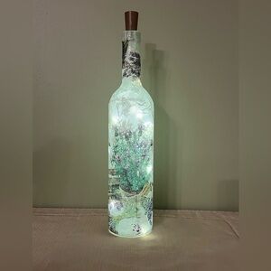 Decoupaged Flowers and Seeds Bottle, Decorated Bottles, Home Decor, Gifts